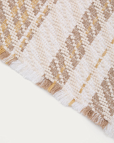 Коврик для ванной Milda из 100% хлопка белого и бежевого цвета с бахромой 50 x 70 см