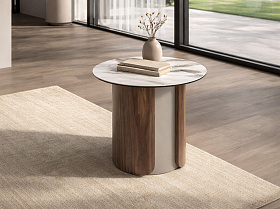 Приставной столик 2166 из керамики с мраморной отделкой, стали и ореха