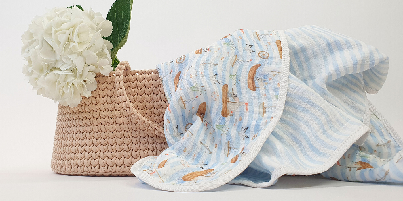 Плед детский Lillaland кораблики/полоска 100/80