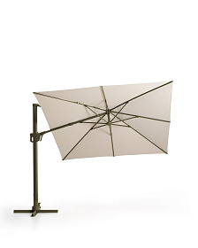 Бежевый консольный зонт Noli с зеленой алюминиевой конструкцией, 300 x 300 см