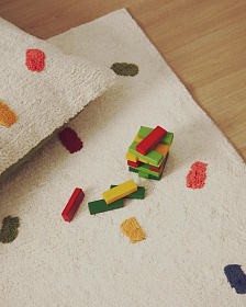 Ковер Epifania 100% белый хлопок с разноцветными точками 150 x 200 см