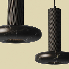 Подвесной светильник Hulo черный металл/черный мрамор