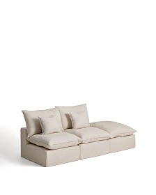 Модульный диван Anarela из бежевого льна и вискозы с торцевым модулем и съемным чехлом, 270 см