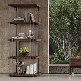 Стеллаж BENISSA шпон ореха F черный матовый лак