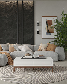 Журнальный столик MARBELLA шпон ореха F, матовый лак RAL9002