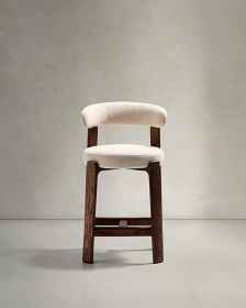 Полубарный стул Granite из бежевого шенилла и ясеня с отделкой орех 65 см