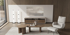 Тумба под TV OLIMAR шпон ореха F, матовый лак RAL 075 70 10