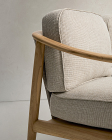 Уличный 2-х местный диван Elunda из тикового дерева и бежевой веревки