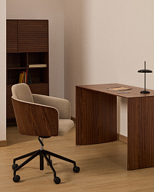 Офисный стул Madai из коричневого шенилла и ясеневого шпона