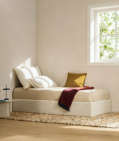 Основание кровати Nelzi из шенилла цвета экрю для матраса 90 x 200 см