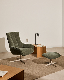 Teryl Пуф из шенилла зеленого цвета с серым металлом