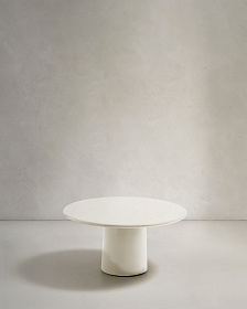Журнальный столик Albanella из цемента с глянцевой белой отделкой Ø85 см