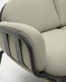 Уличный 2-местный диван Joncols с бежевой обивкой и серым алюминием 164 см