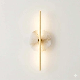 Бра Point латунный металл с диском из алебастра