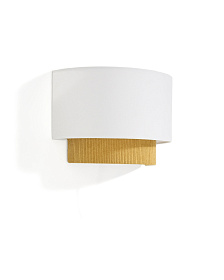 Настенный светильник Bianella из хлопка и горчичного вельвета, Ø 40 см