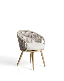 Уличный стул Lidario из алюминия с отделкой под дерево и бежевой веревки