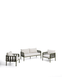 Комплект уличной мебели Omala из зеленого алюминия и веревки