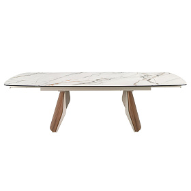 Раздвижной обеденный стол 1193 из керамики в мраморной отделке, стали и ореха