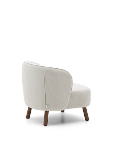 Кресло Ulit из бежевой синели с ножками из ясеня с отделкой под орех