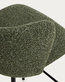 Барный стул Ciselia из темно-зеленого шенилла с ножками из черной стали