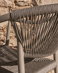 Уличный стул Livadia из алюминия цвета таупе и веревки