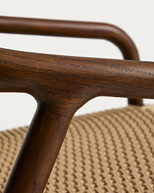 Кресло уличное Derile из дуба с отделкой орех и бежевой веревки