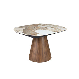 Раздвижной обеденный стол 1187 из керамики в мраморной отделке и ореха