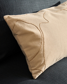 Чехол для подушки Dibel из хлопка цвета экрю с бежевой вышивкой, 30 x 50 см