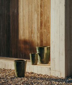 Rotja Набор из 3 терракотовых цветочных горшков с глазурованным синим цветом