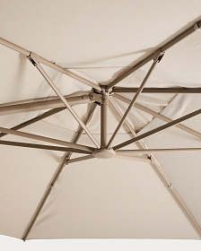 Бежевый консольный зонт Noli с алюминиевой конструкцией цвета таупе, 300 x 300 см