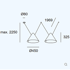 Подвесной светильник Attic 2 bodies Conic Shape 2250mm Side 00-8369-05-05