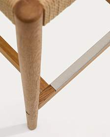 Полубарный стул Analy из массива дуба в натуральной отделке и веревочным сиденьем 65 см