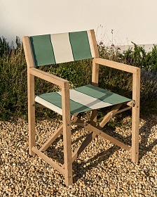 Уличный cкладной стул Vilara в зелёно-бежевую полоску из акации