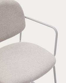 Стул Meli из бежевого шенилла с бежевой металлической структурой