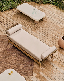 Журнальный столик Labra из цемента и акации 140 x 70 см