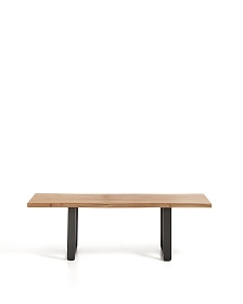 Скамейка Uxue из массива акации с черными стальными ножками, 140 x 45 см