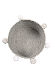 Корзина с помпонами серая 30*30*30