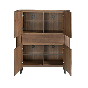 Высокий буфет 3251/437-I из ореха и темной стали