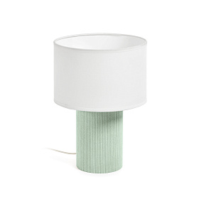 Настольная лампа Bianella из хлопка и бирюзового вельвета