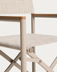 Складной уличный стул Tisno из алюминия цвета экрю и текстиля цвета экрю