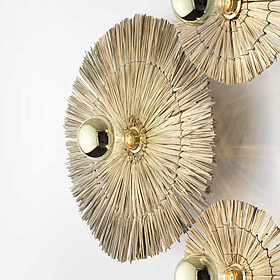 Бра Laos натуральная соломка 50 см + цоколь 10 см золотой металл