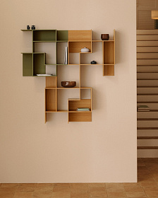 Модульный стеллаж Ina из МДФ с зелёным лаком 80 x 80 см