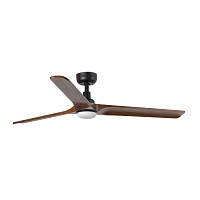 Вентилятор HEYWOOD L Ш1320mm черный / темное дерево 3P LED 10W CCT