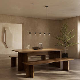 Подвесной светильник Tea 5L черный металл/черный мрамор