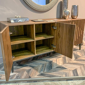 Сервант MENORCA шпон ореха F (V36F), темно-серый матовый лак (P21)