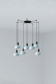 Подвесной светильник TATAWIN с абажуром сине-серый металл 7xE27