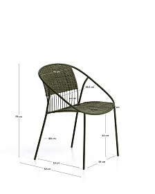 Уличный стул Atrani из оцинкованной стали и зеленой веревки