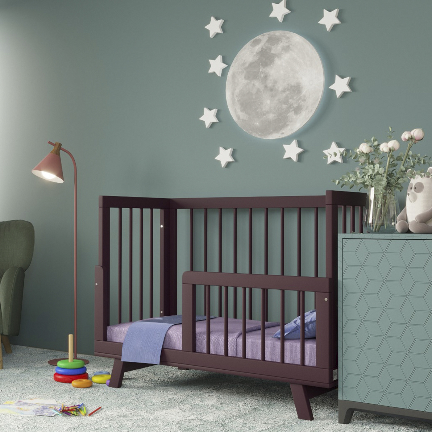 Кроватка для новорожденного Lillaland - модель Lilla Aria Italian Plum