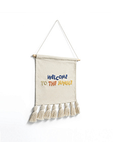 Настенный гобелен из хлопка Tandani бежевого цвета с разноцветными буквами и бахромой, 40 x 50 см