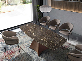 Раздвижной овальный обеденный стол 1113/MC22181DT из мраморной керамики и стали